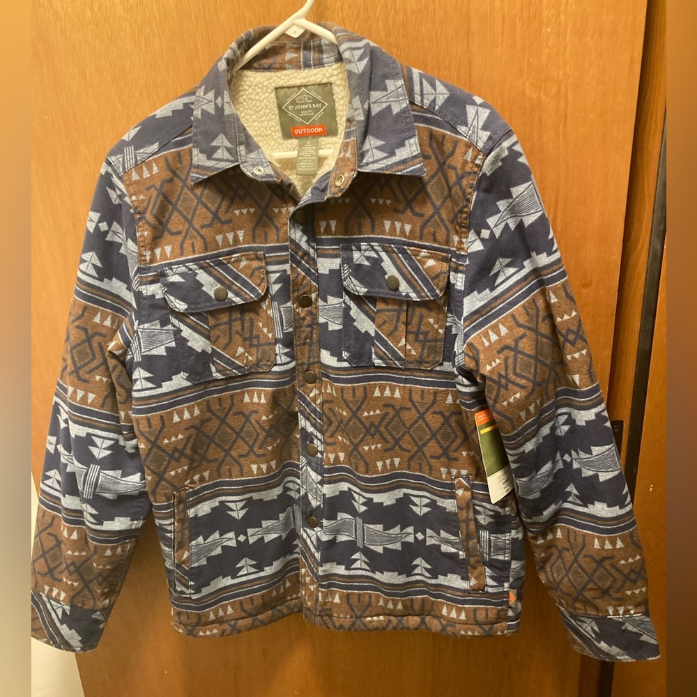 Aztec Jacquard Sherpa Jacket Men’s Medium NEW